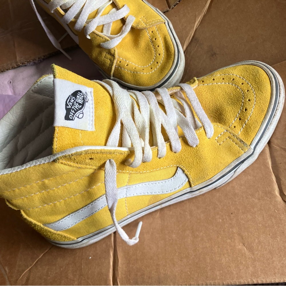 Vans Yellow and White High-Top Sneakers